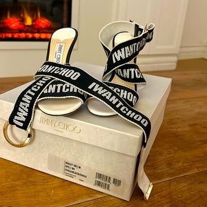 Jimmy Choo Chalk/Black Bailey Sandals